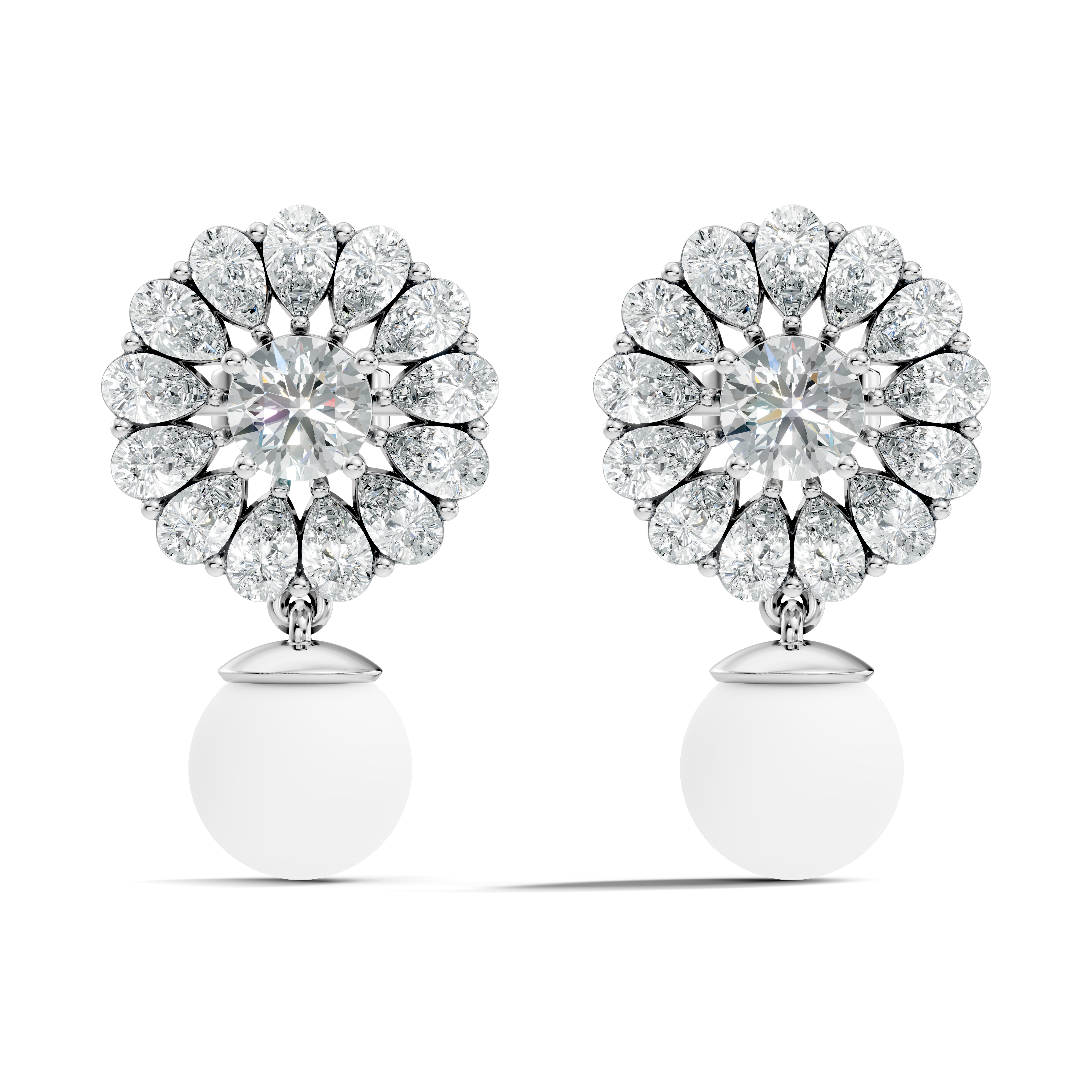Roselle Halo Lab-Grown Diamond Earrings in 925 sterling silver - 3.24 CTW - GJSER-15-925-LAB