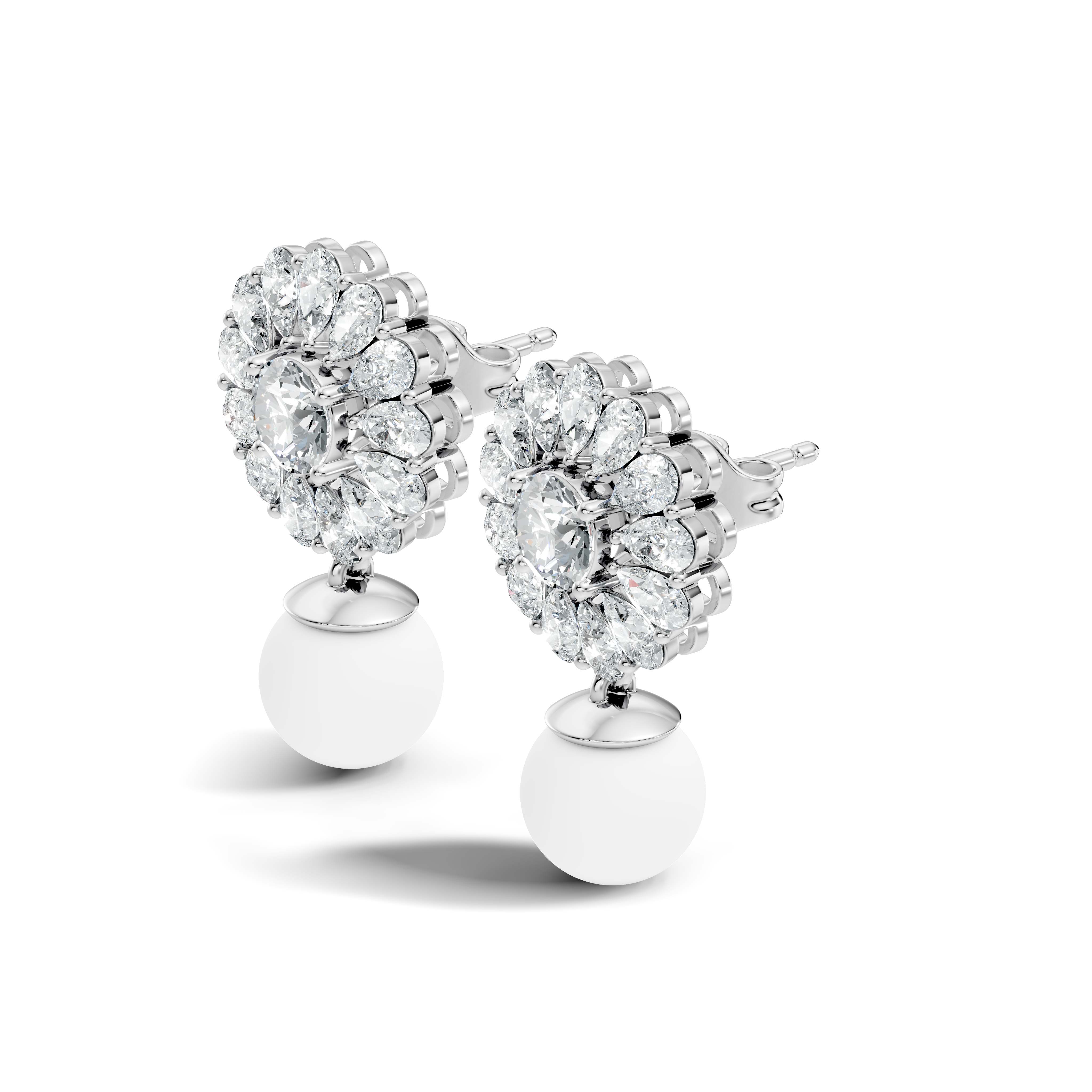 Roselle Halo Lab-Grown Diamond Earrings in 925 sterling silver - 3.24 CTW - GJSER-15-925-LAB