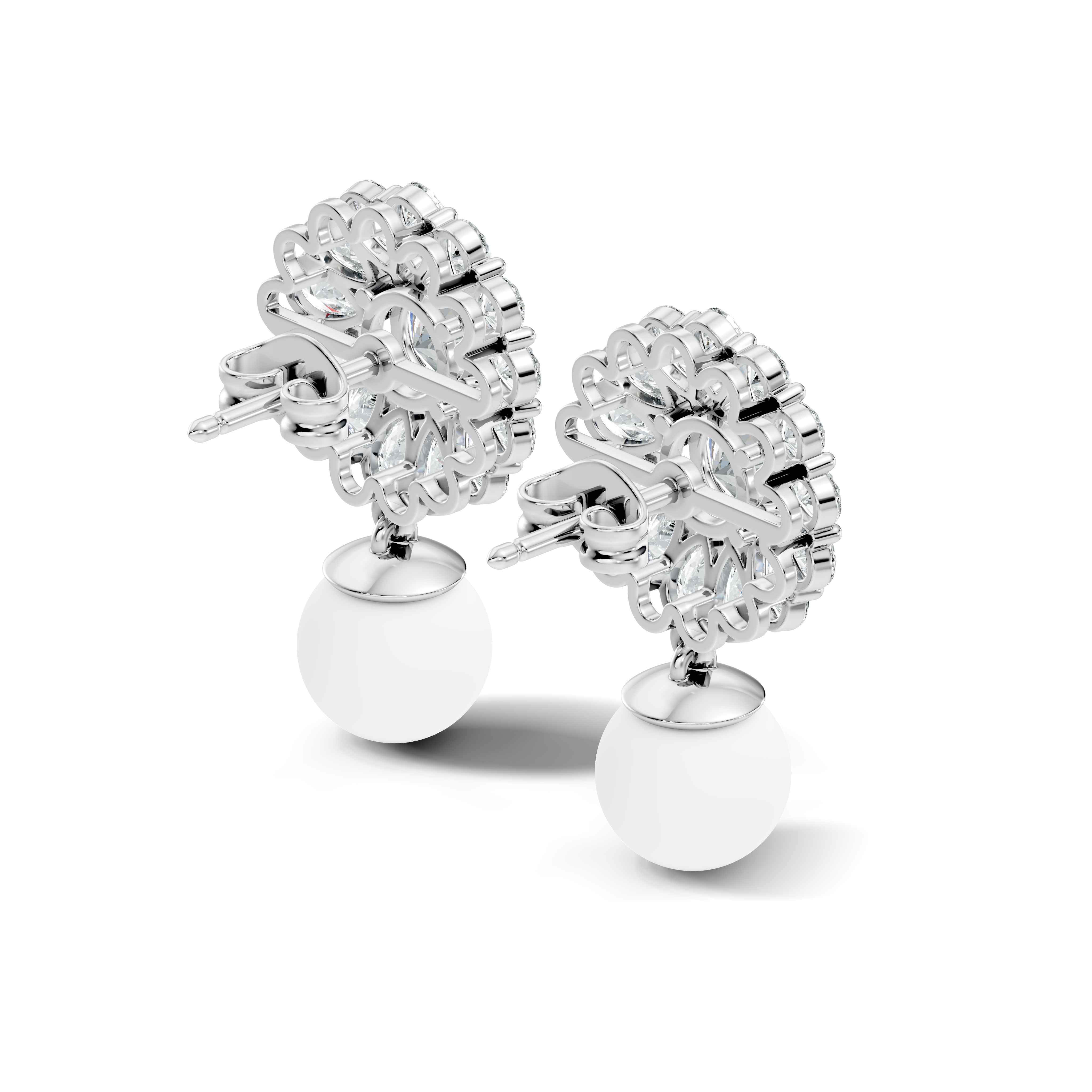 Roselle Halo Lab-Grown Diamond Earrings in 925 sterling silver - 3.24 CTW - GJSER-15-925-LAB