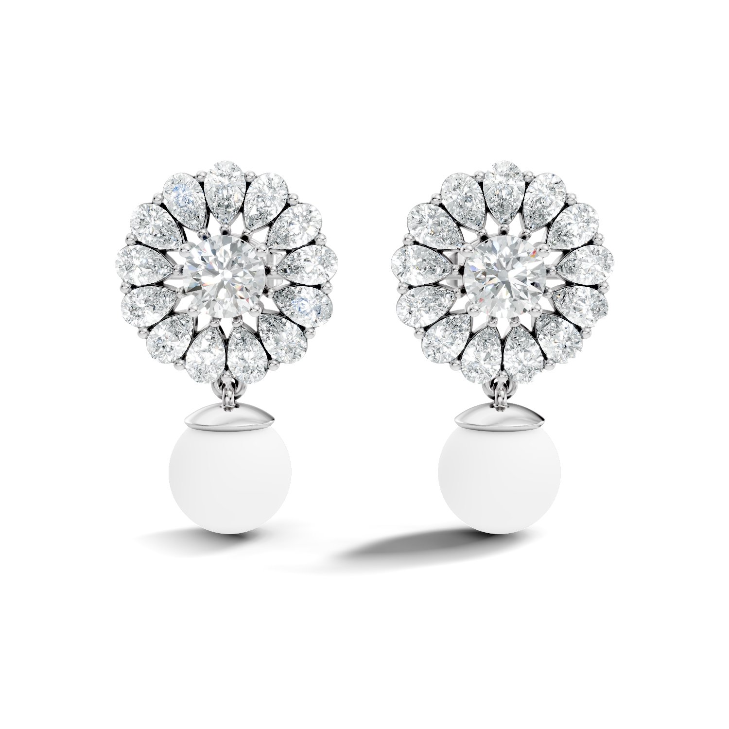 Roselle Halo Lab-Grown Diamond Earrings in 925 sterling silver - 3.24 CTW - KJLP-ER-20002-S925-LG