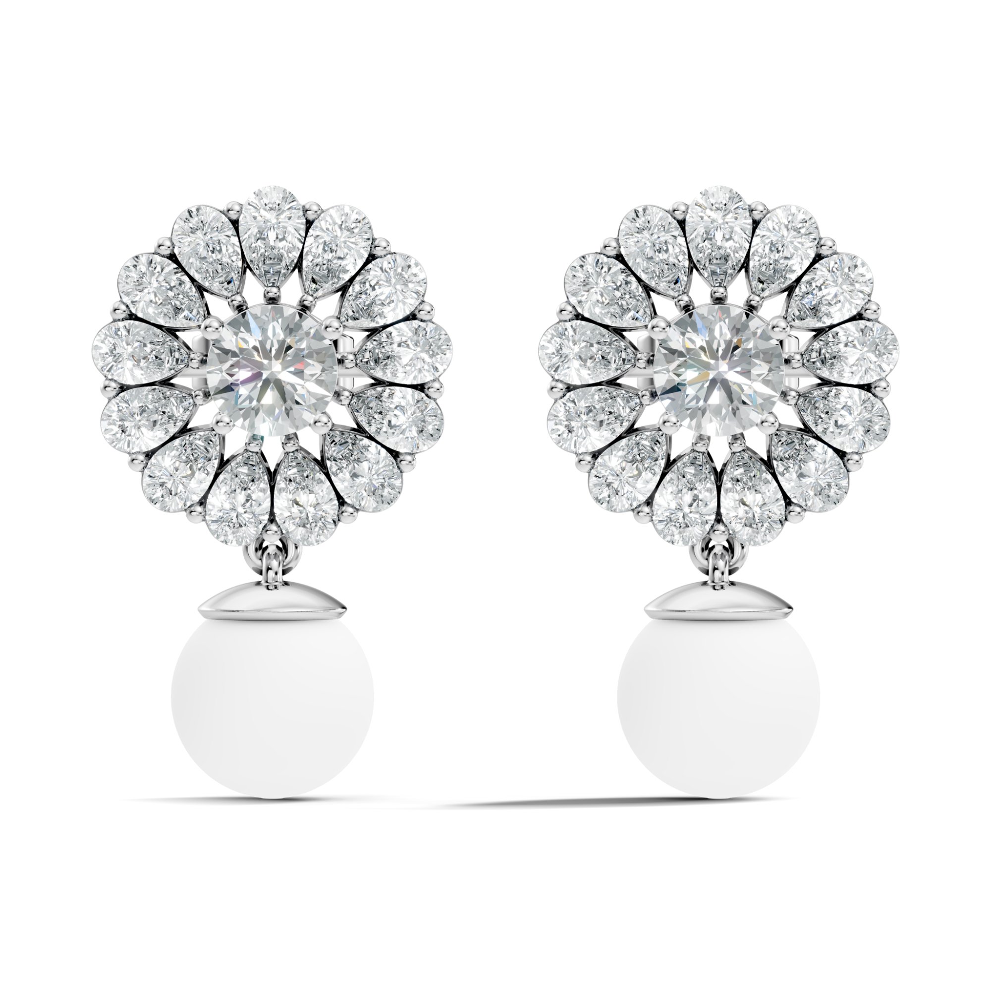 Roselle Halo Lab-Grown Diamond Earrings in 925 sterling silver - 3.24 CTW - KJLP-ER-20002-S925-LG