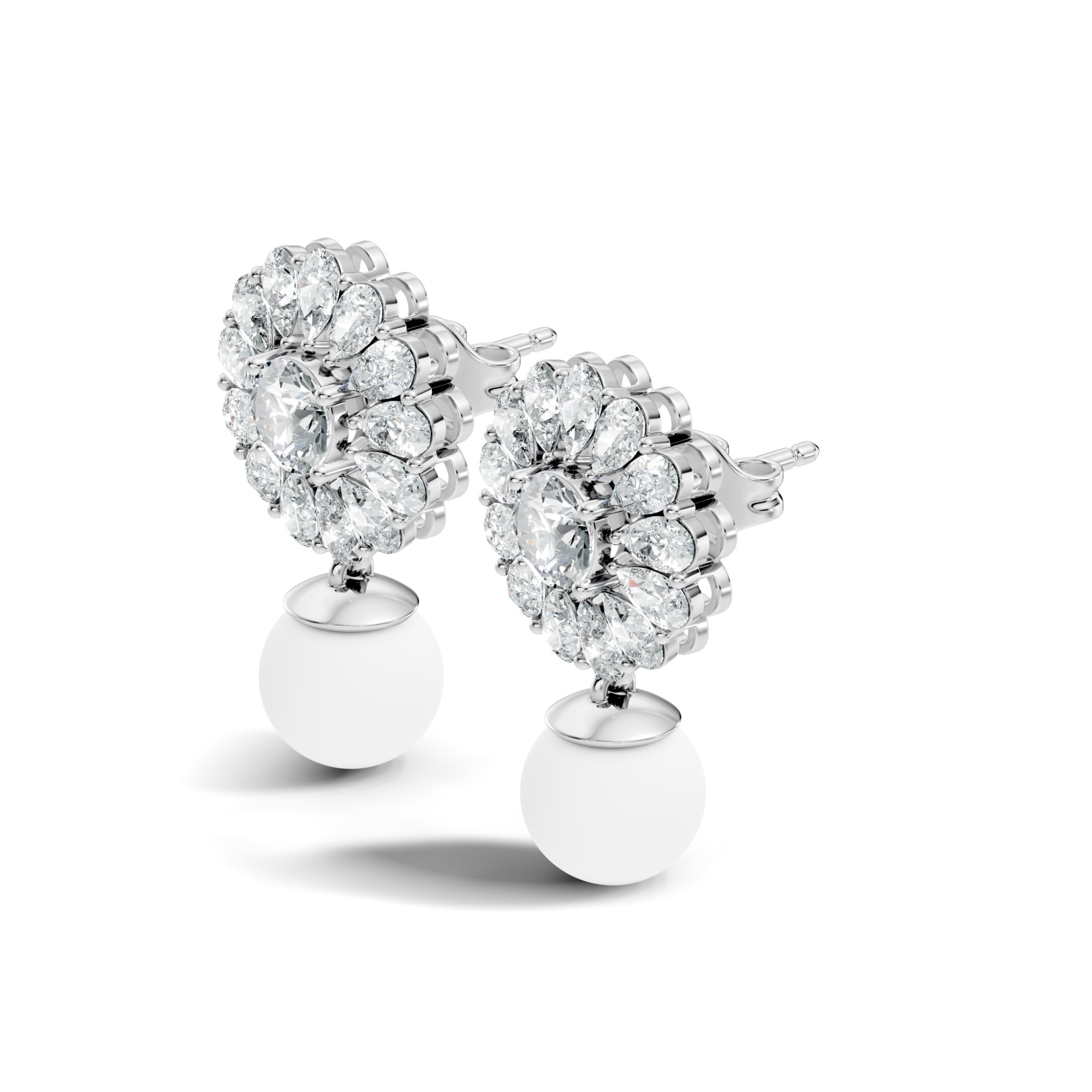 Roselle Halo Lab-Grown Diamond Earrings in 925 sterling silver - 3.24 CTW - KJLP-ER-20002-S925-LG