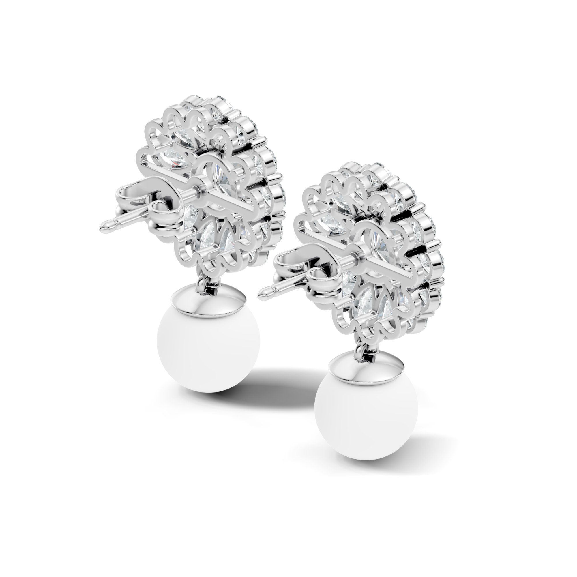 Roselle Halo Lab-Grown Diamond Earrings in 925 sterling silver - 3.24 CTW - KJLP-ER-20002-S925-LG