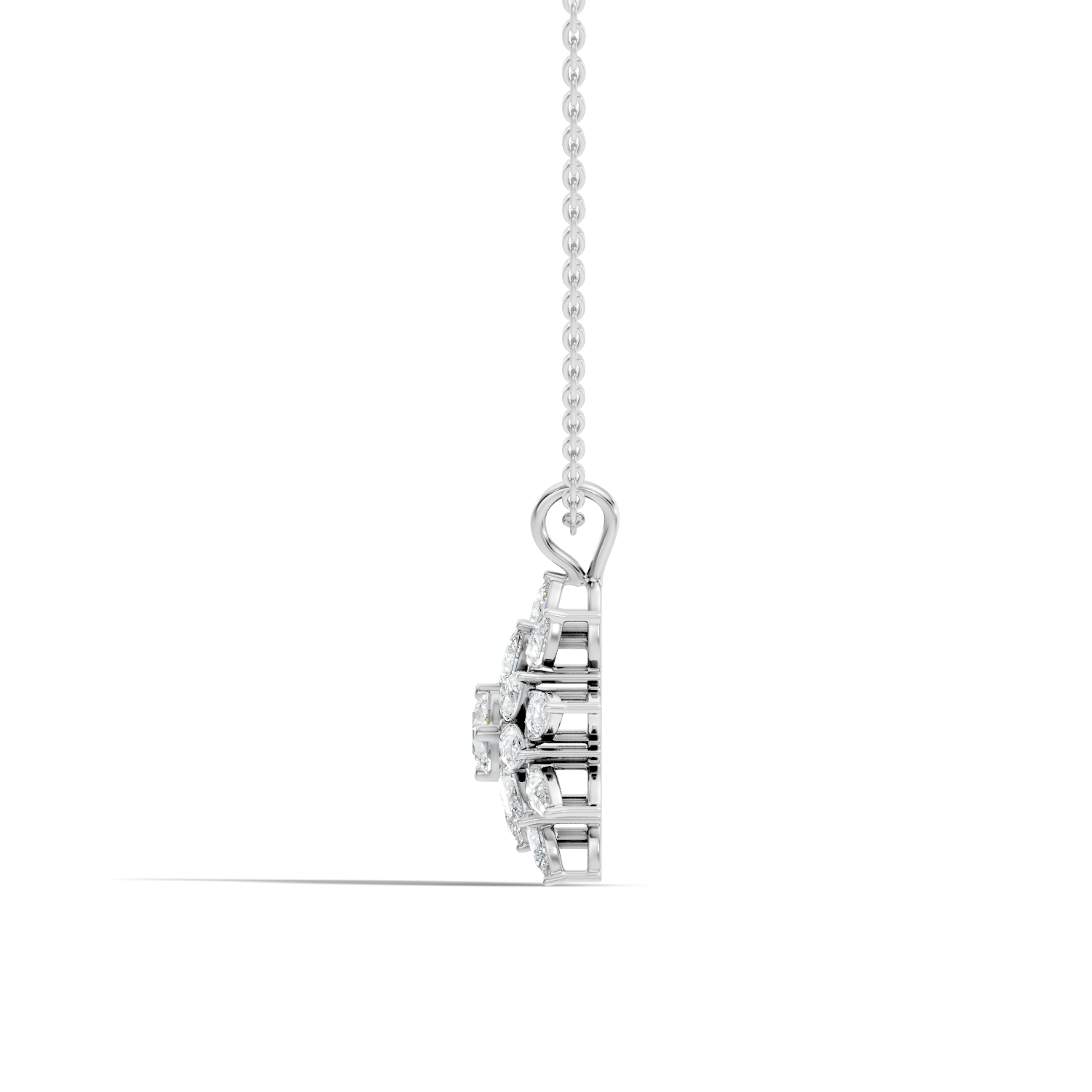 Aurelia Double-Petal Halo Pear & Round Lab-Grown Diamond Pendant (2.1 CTW) - KJLP-NK-30008-S925-LG