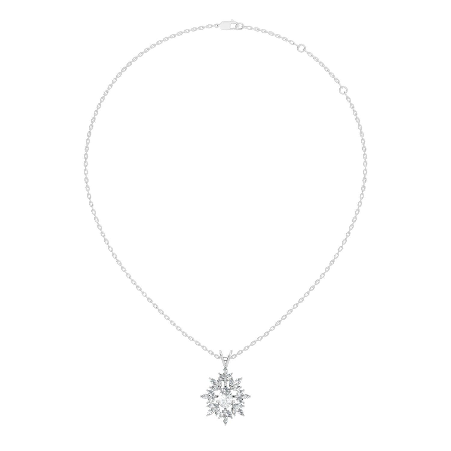 Solenne Sunburst Pear & Marquise Lab-Grown Diamond Pendant (1.05 CTW) - KJLP-NK-30007-S925-LG