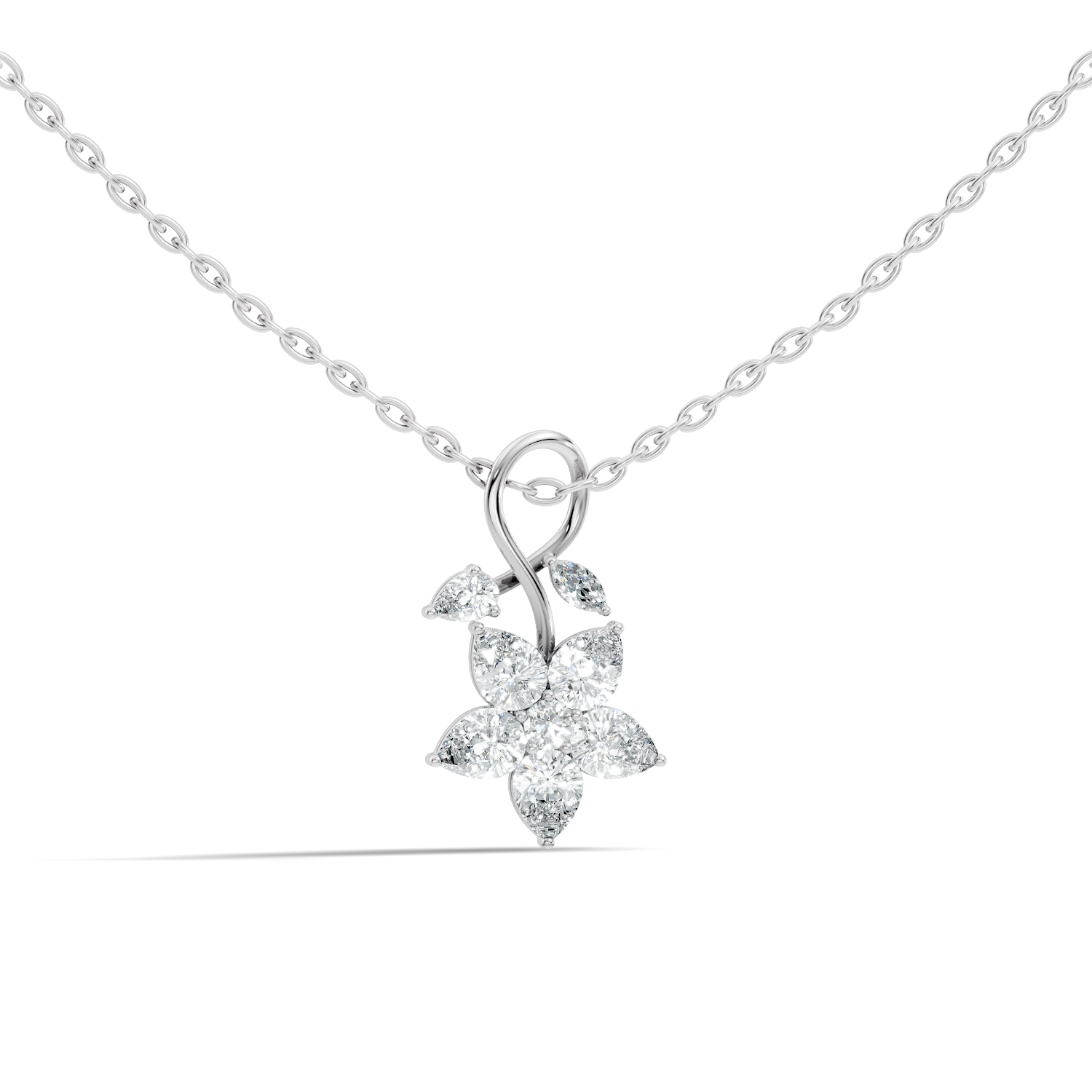 Floravine Ribbon Bloom Pear, Marquise & Round Lab-Grown Diamond Pendant (0.724 CTW) - KJLP-NK-30006-S925-LG