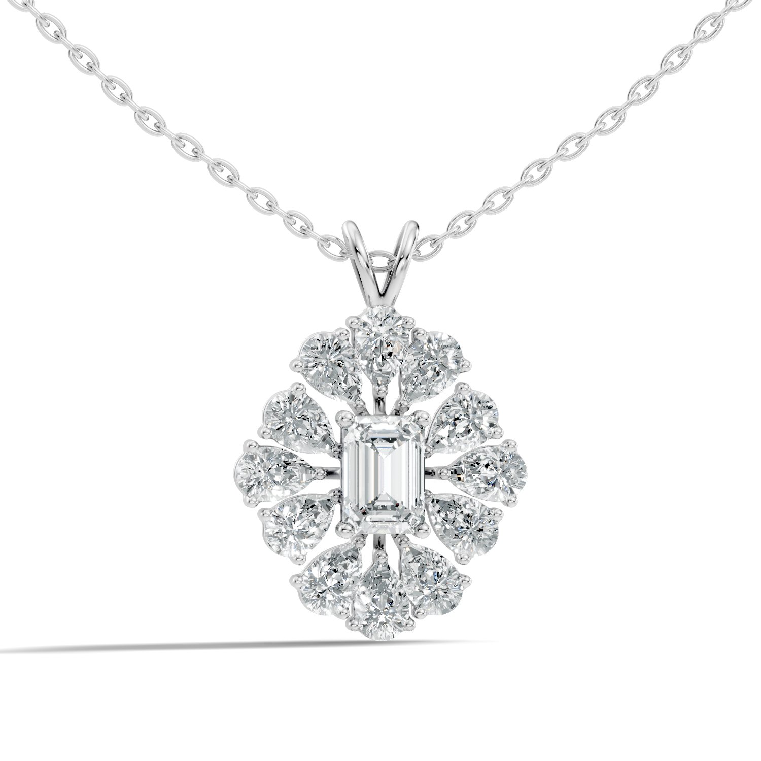 Zafira Halo Lab-Grown Diamond Pendant - 2.39 CTW - KJLP-NK-30003-S925-LG