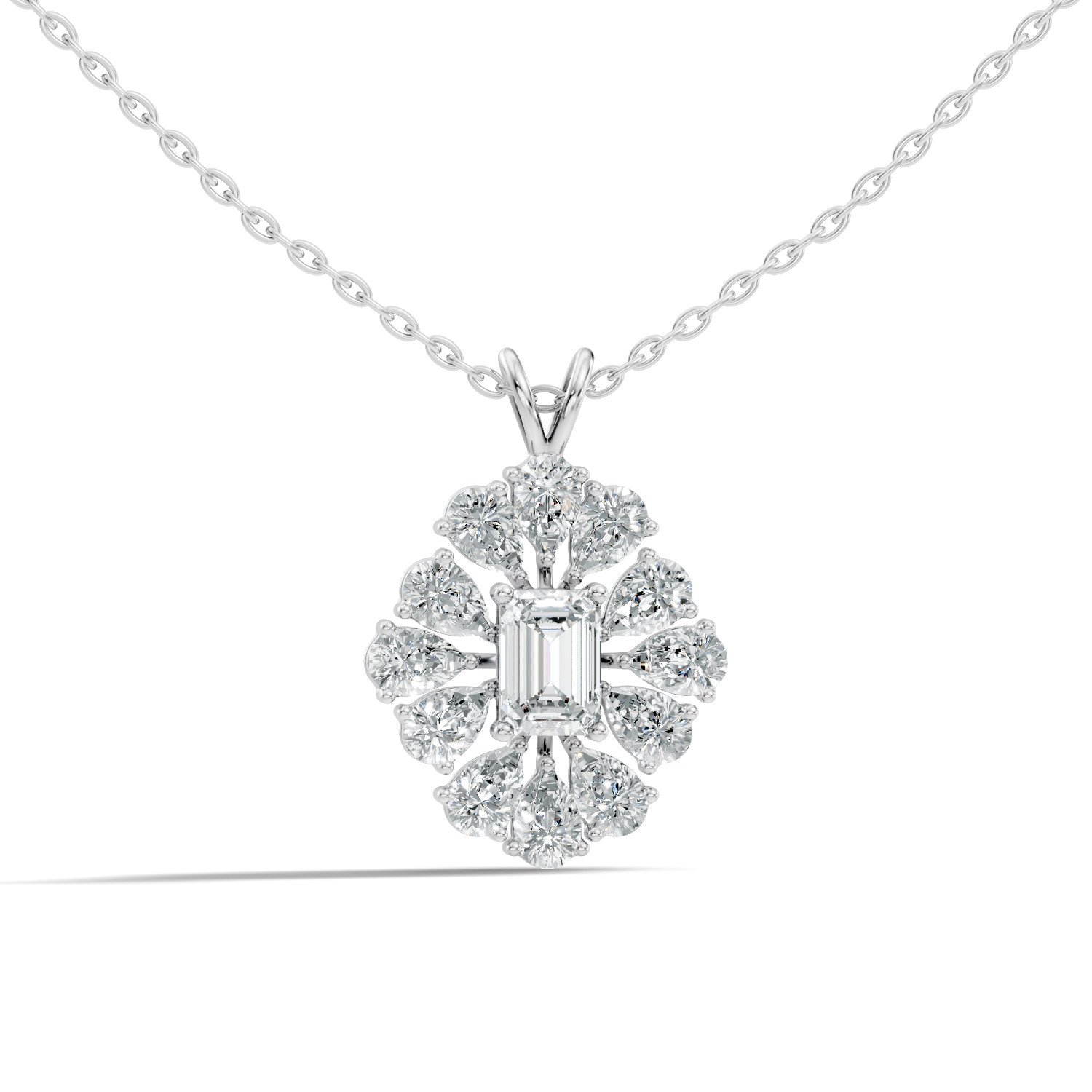 Zafira Halo Lab-Grown Diamond Pendant - 2.39 CTW - KJLP-NK-30003-S925-LG