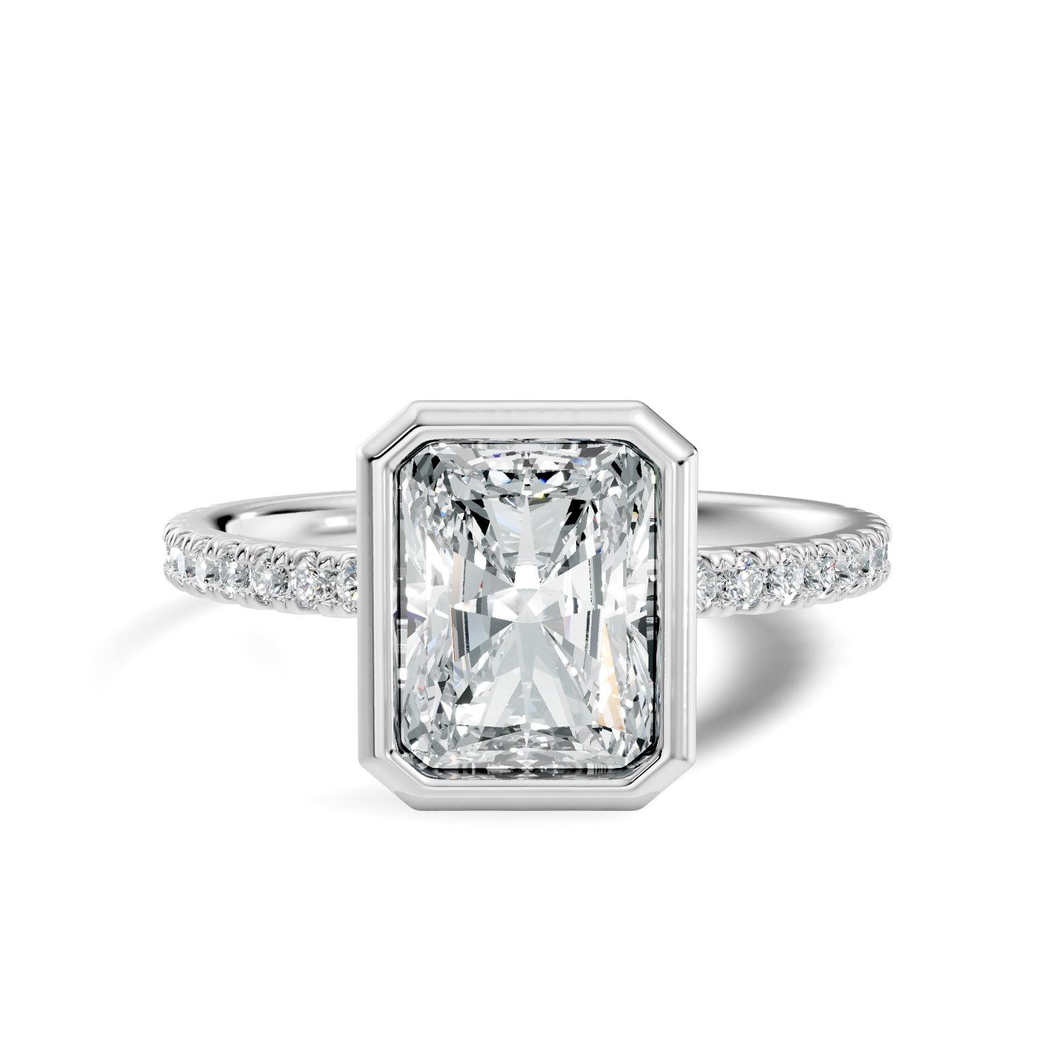 Solvane Bezel Radiant & Round Lab-Grown Diamond Engagement Ring  (1.87 CTW) - KJLP-RG-10014-S925-LG