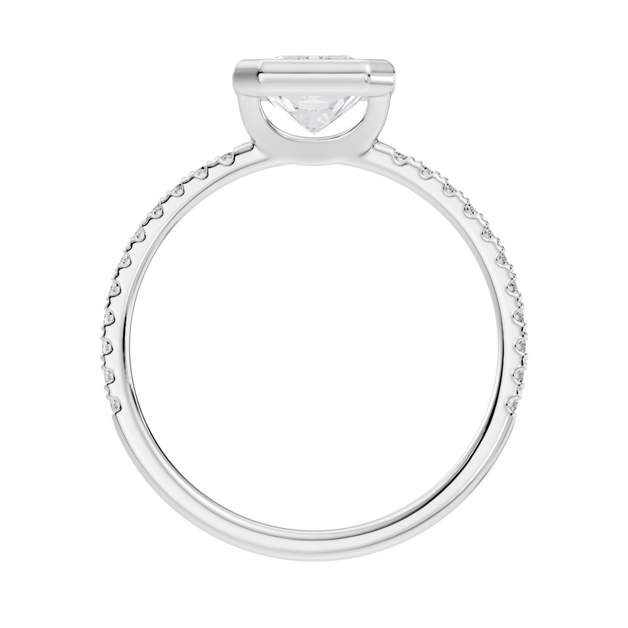 Solvane Bezel Radiant & Round Lab-Grown Diamond Engagement Ring  (1.87 CTW) - KJLP-RG-10014-S925-LG