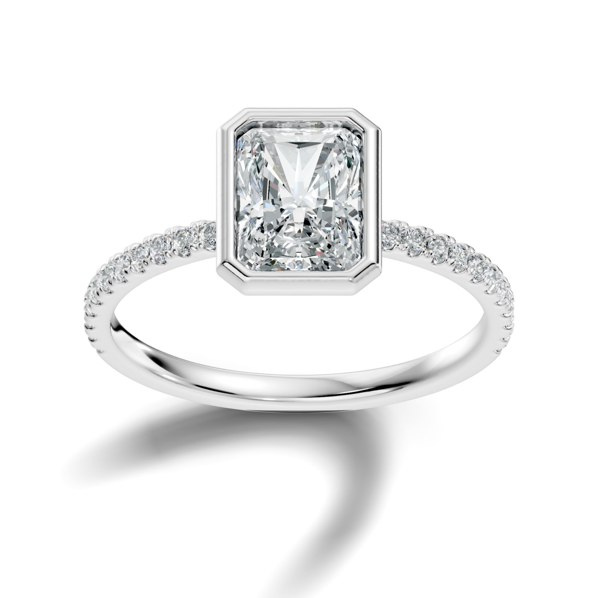 Solvane Bezel Radiant & Round Lab-Grown Diamond Engagement Ring  (1.87 CTW) - KJLP-RG-10014-S925-LG
