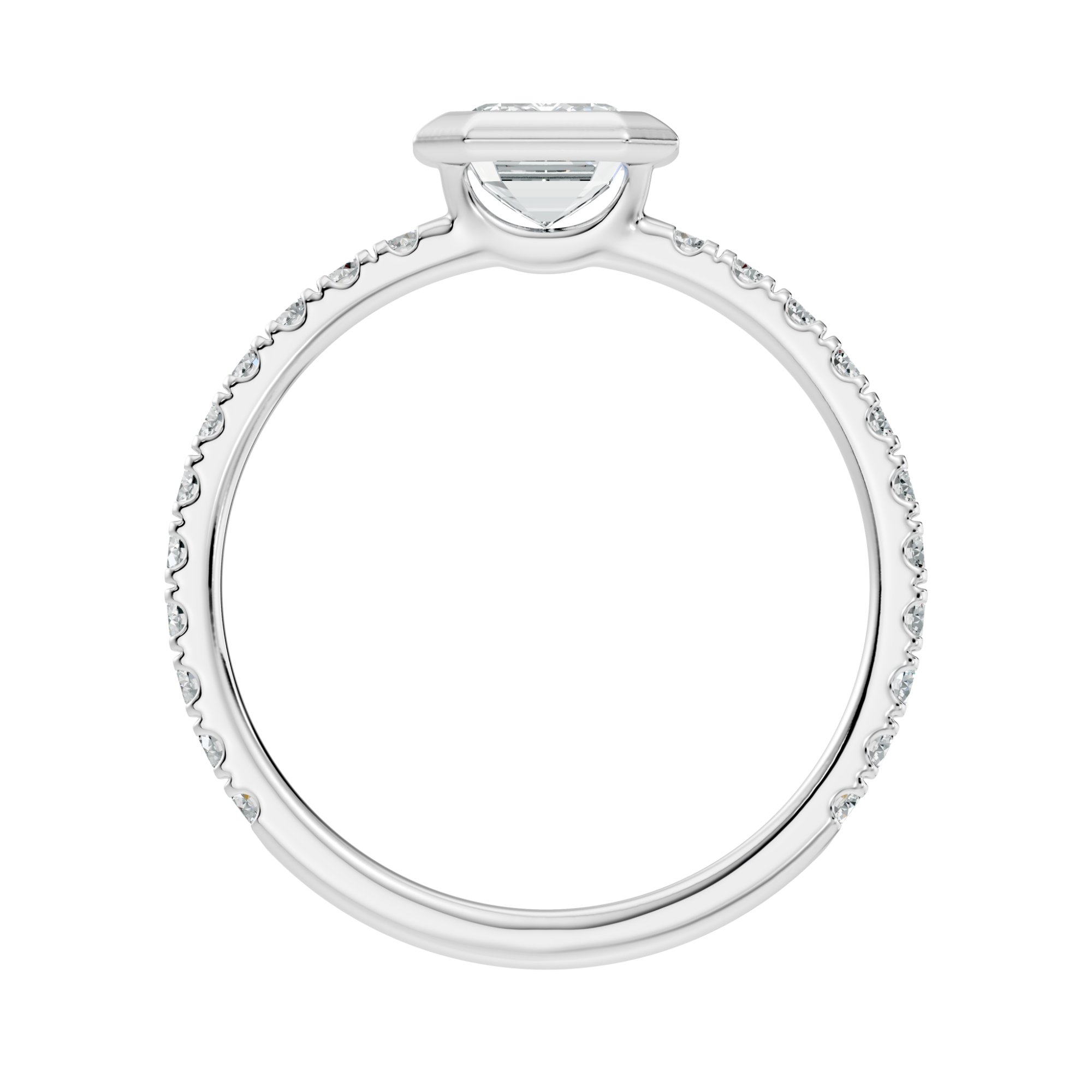 Emerelle Bezel Emerald & Round Lab-Grown Diamond Engagement Ring (1.416 CTW) - KJLP-RG-10013-S925-LG