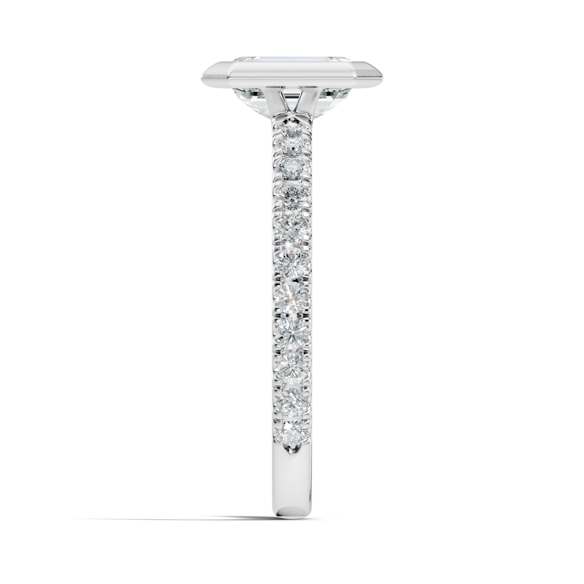 Emerelle Bezel Emerald & Round Lab-Grown Diamond Engagement Ring (1.416 CTW) - KJLP-RG-10013-S925-LG