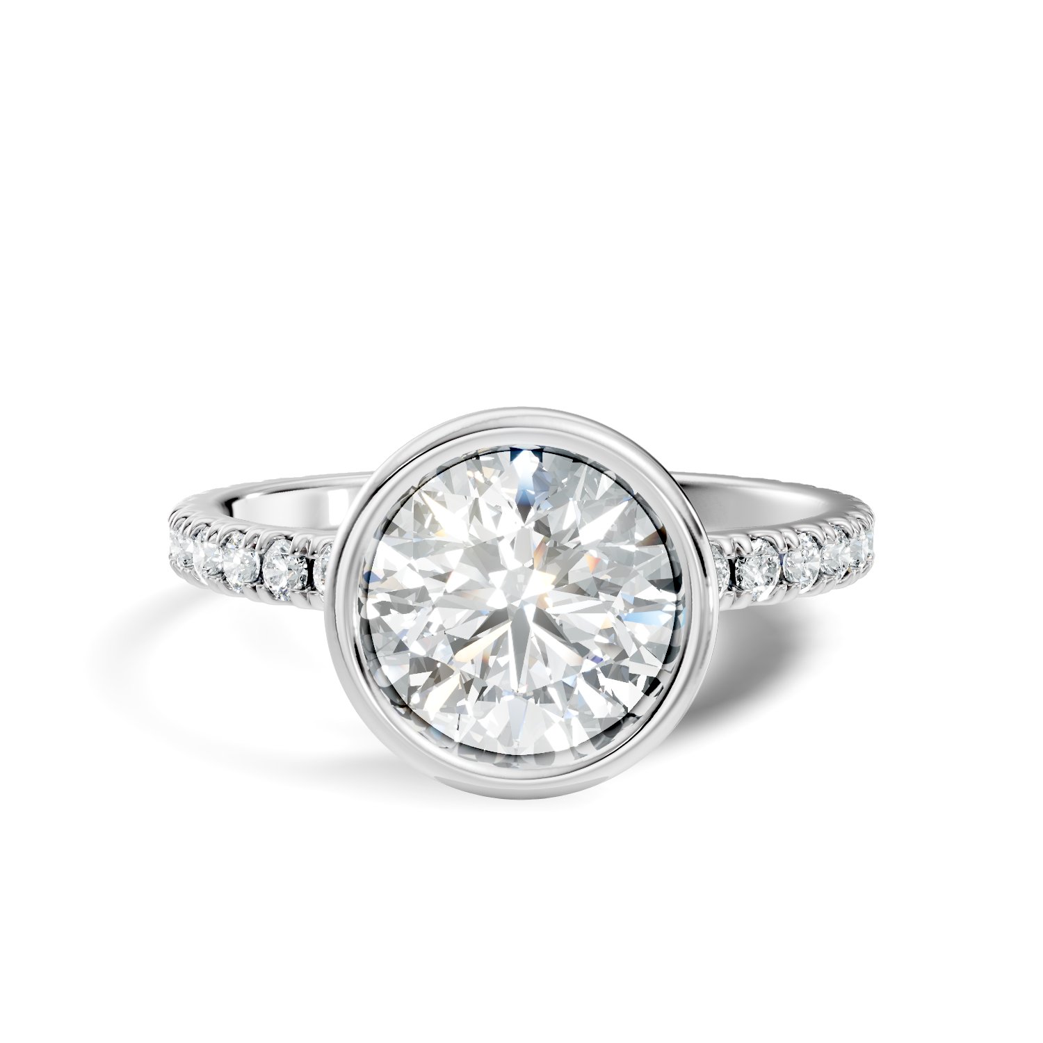 Orbella Bezel Round Lab-Grown Diamond Engagement Ring  (1.896 CTW) - KJLP-RG-10012-S925-LG