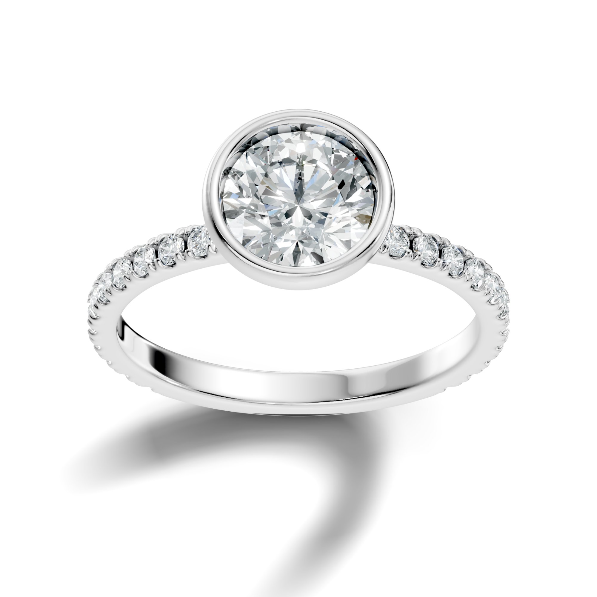 Orbella Bezel Round Lab-Grown Diamond Engagement Ring  (1.896 CTW) - KJLP-RG-10012-S925-LG