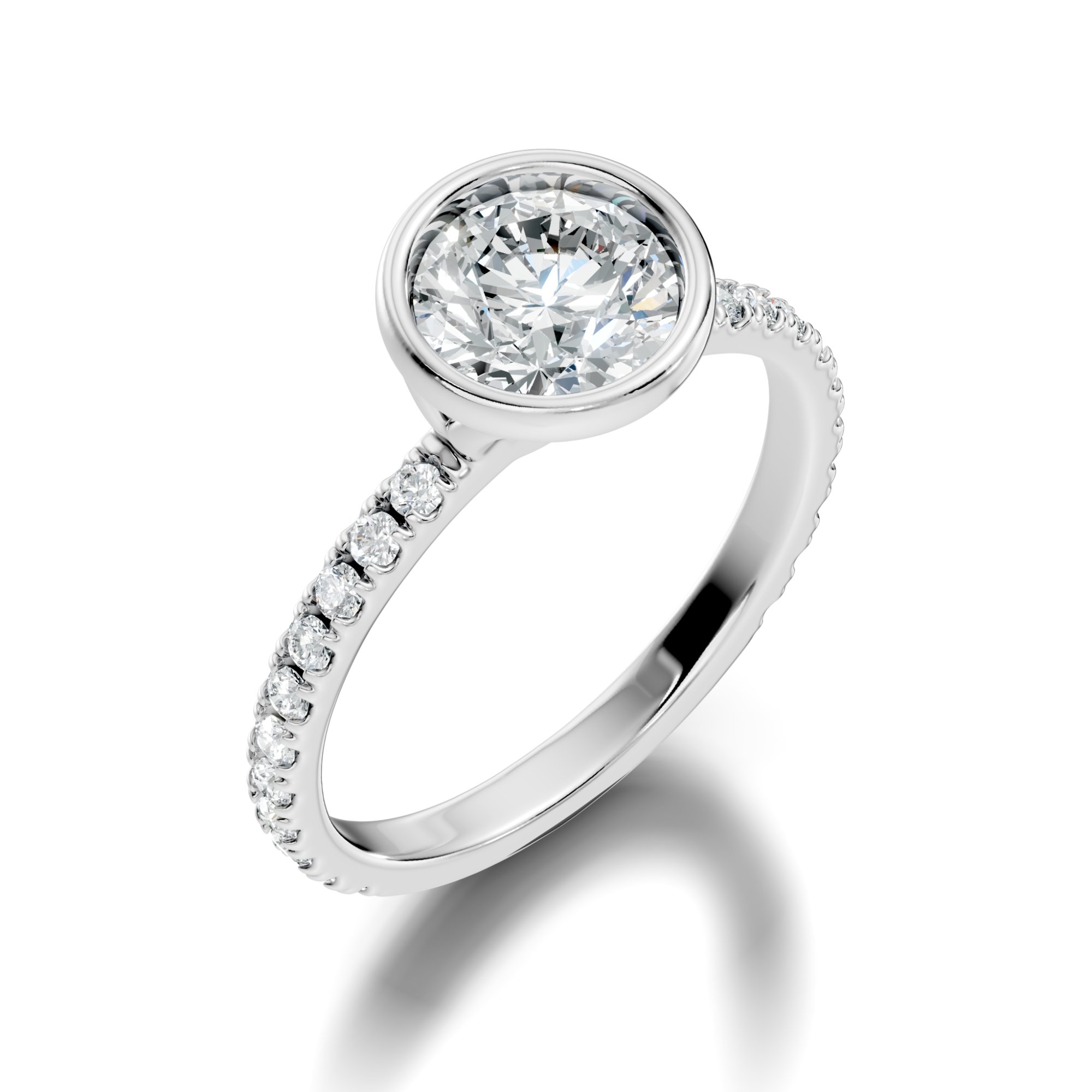 Orbella Bezel Round Lab-Grown Diamond Engagement Ring  (1.896 CTW) - KJLP-RG-10012-S925-LG