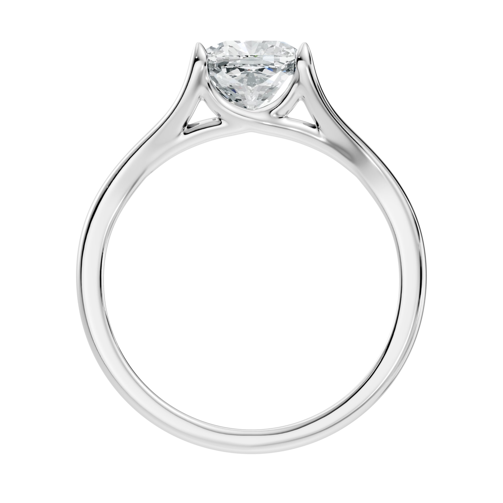 Calyra Sculpted Crown Cushion Square Lab-Grown Diamond Solitaire Ring  (1.42 CTW) - KJLP-RG-10011-S925-LG