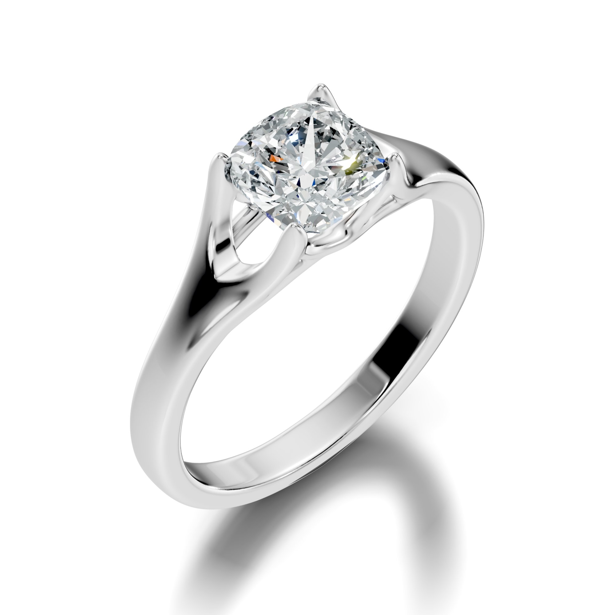 Calyra Sculpted Crown Cushion Square Lab-Grown Diamond Solitaire Ring  (1.42 CTW) - KJLP-RG-10011-S925-LG