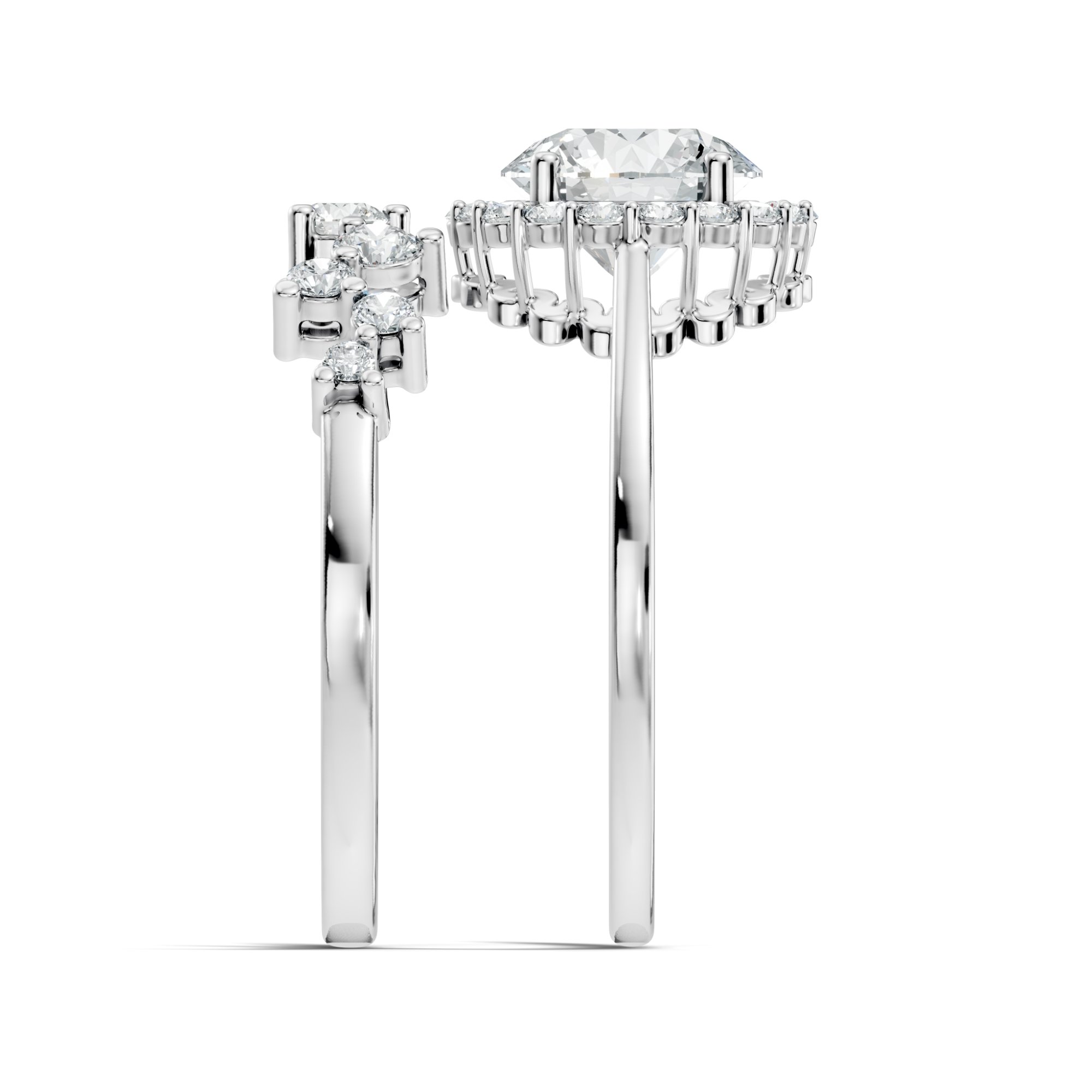 Seraphine Halo Contour Round Lab-Grown Diamond Bridal Ring Set  (2.22 CTW) - KJLP-RG-10009-S925-LG