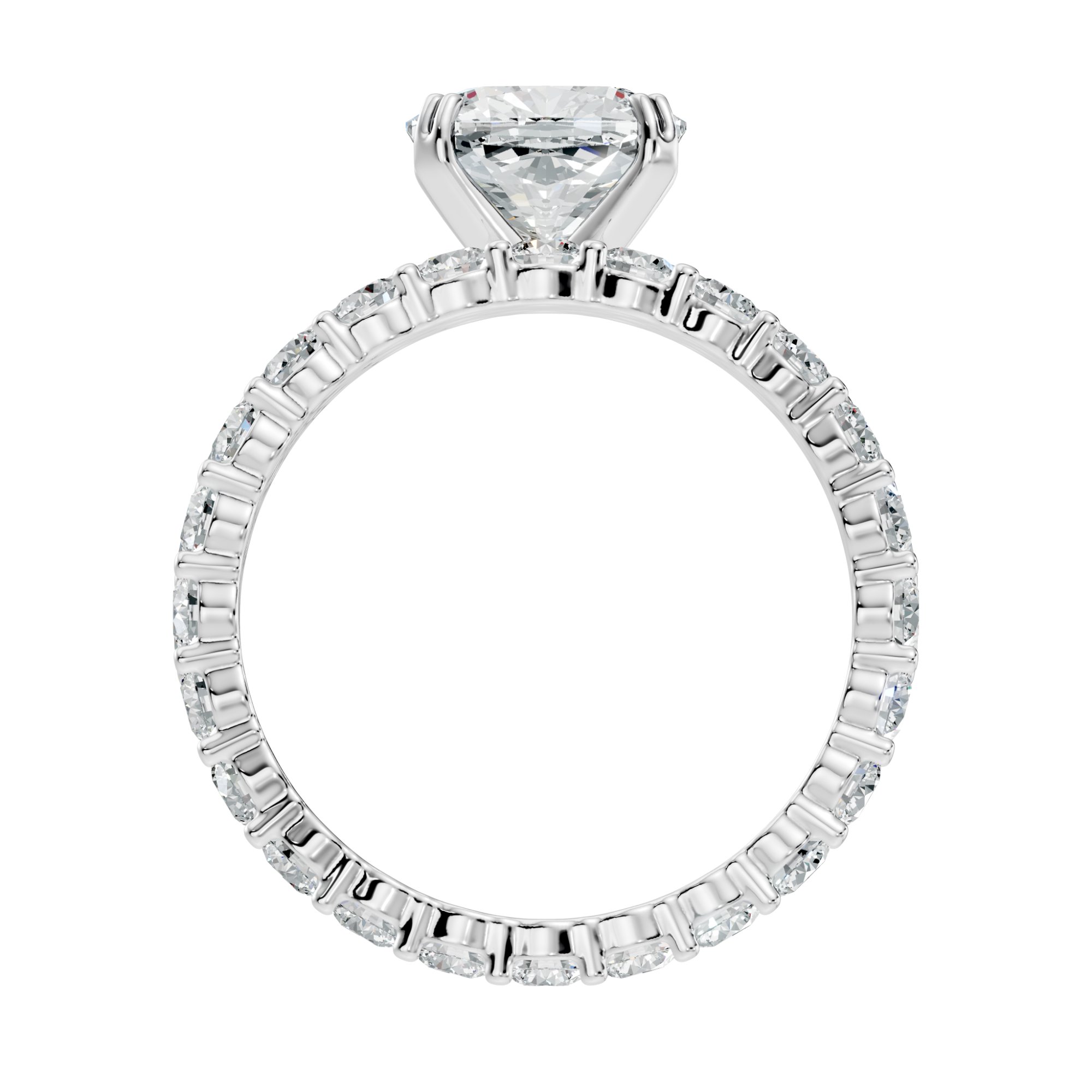 Majesta Trio Cushion & Round Lab-Grown Diamond Bridal Ring Set (5.505 CTW) - KJLP-RG-10008-S925-LG