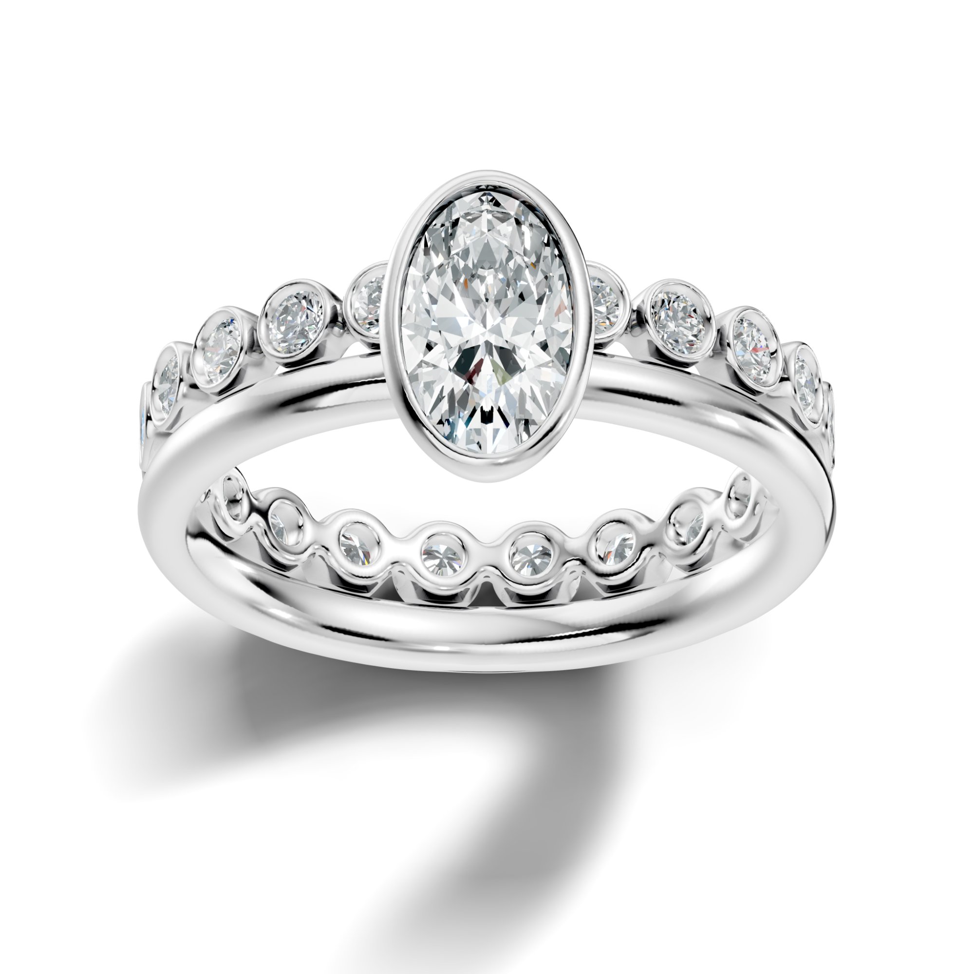 Ovelisse Bezel Orbit Oval & Round Lab-Grown Diamond Engagement Ring (1.525 CTW) - KJLP-RG-10007-S925-LG