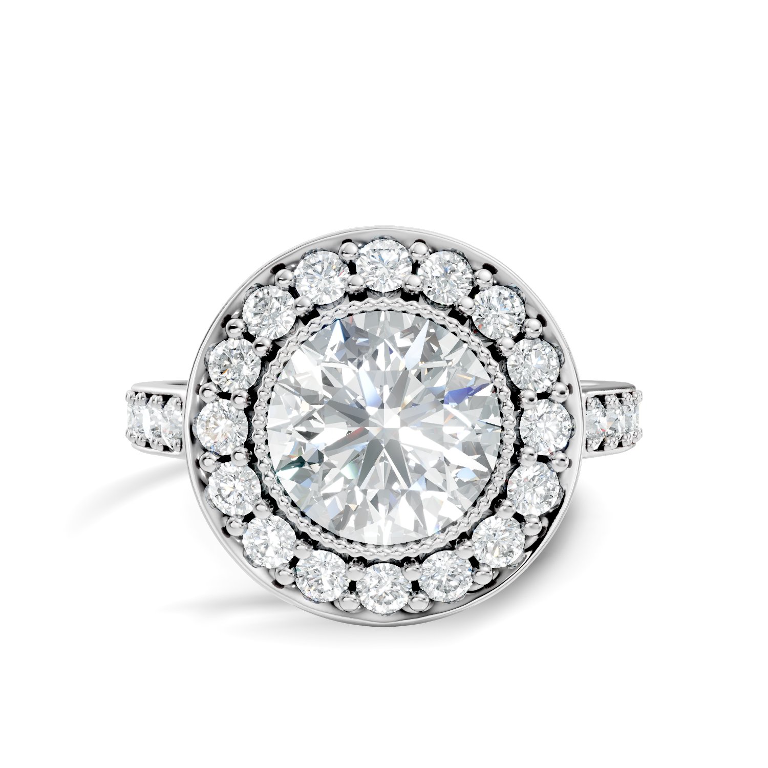 Aureline Double Halo Round Lab-Grown Diamond Engagement Ring (2.78 CTW) - KJLP-RG-10006-S925-LG