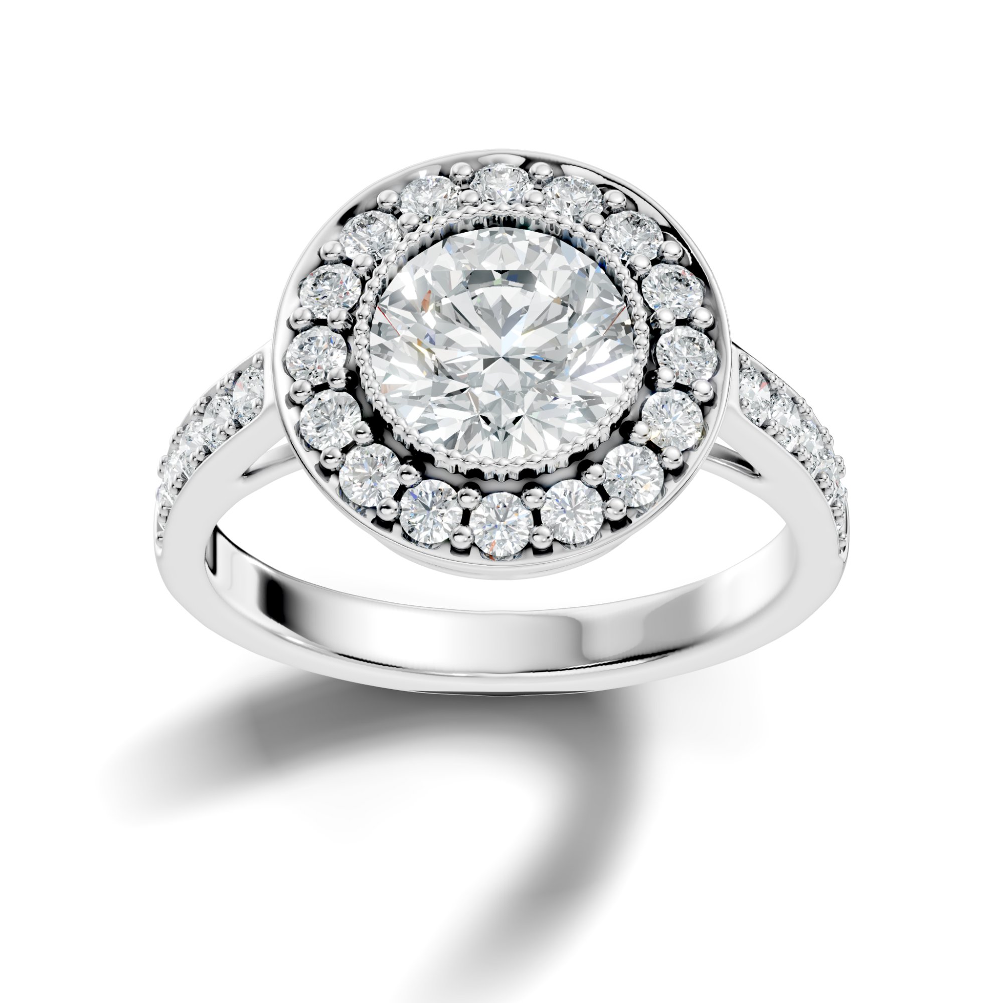 Aureline Double Halo Round Lab-Grown Diamond Engagement Ring (2.78 CTW) - KJLP-RG-10006-S925-LG