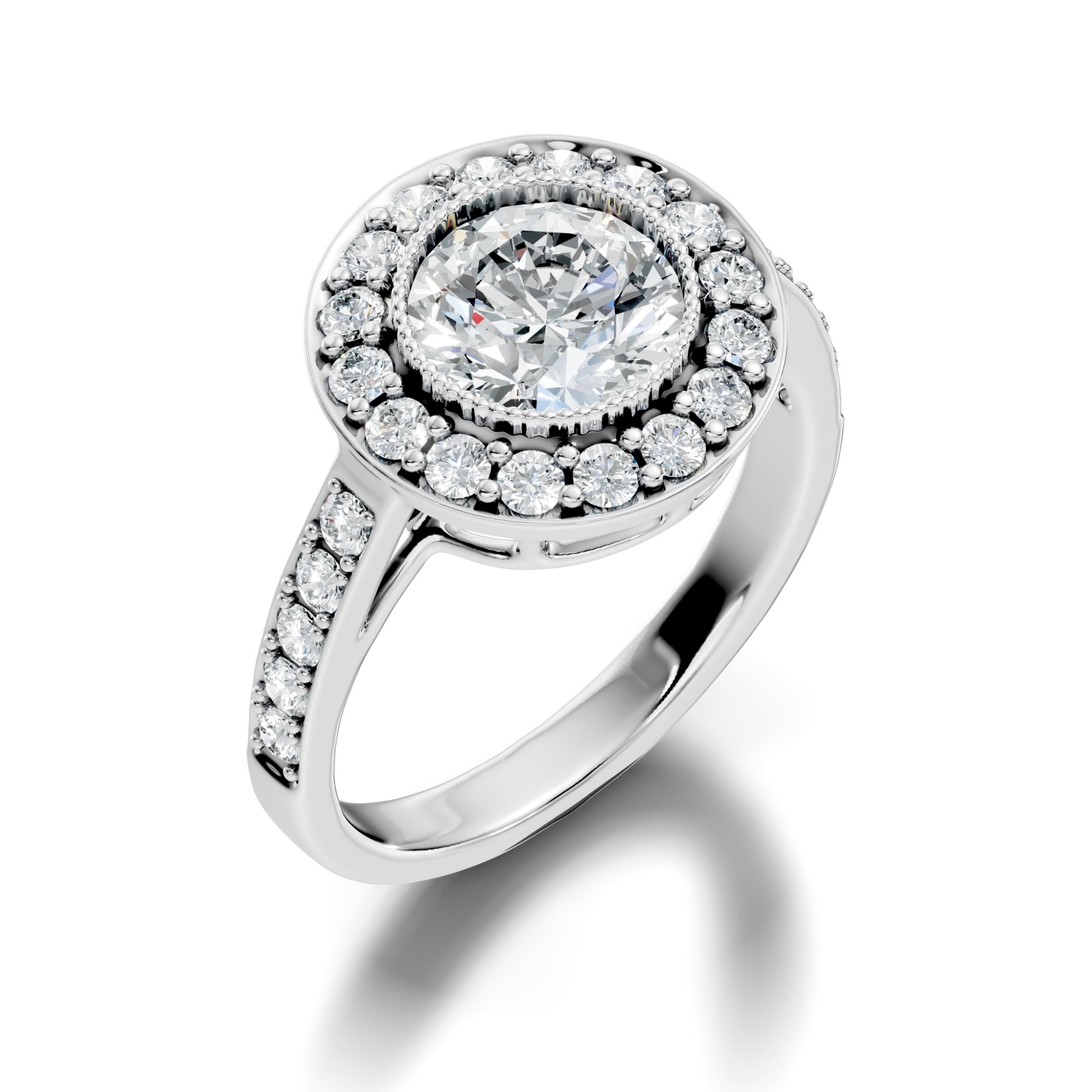 Aureline Double Halo Round Lab-Grown Diamond Engagement Ring (2.78 CTW) - KJLP-RG-10006-S925-LG