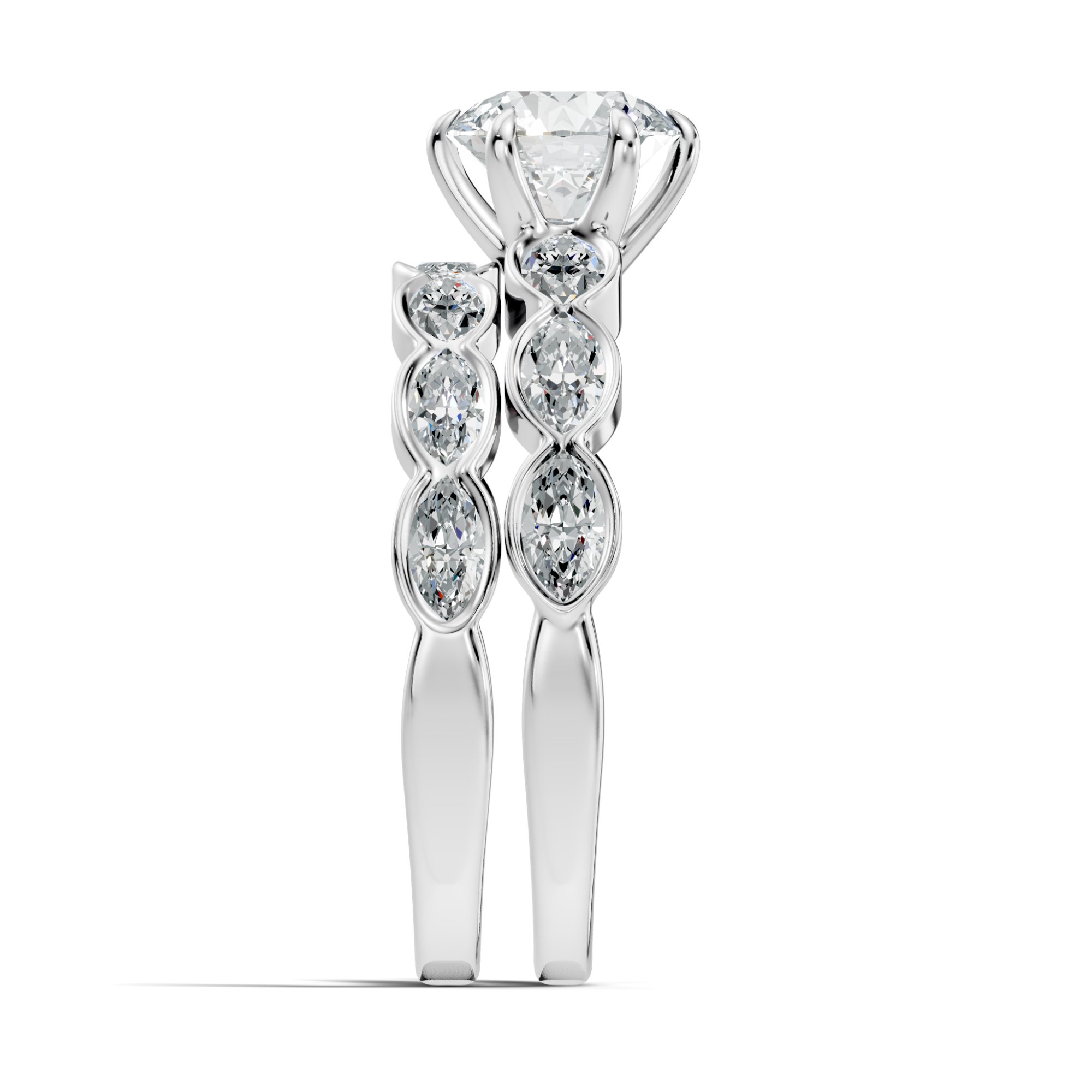 Virelle Harmony Round & Marquise Lab-Grown Diamond Ring Set  (1.79 CTW) - KJLP-RG-10005-S925-LG